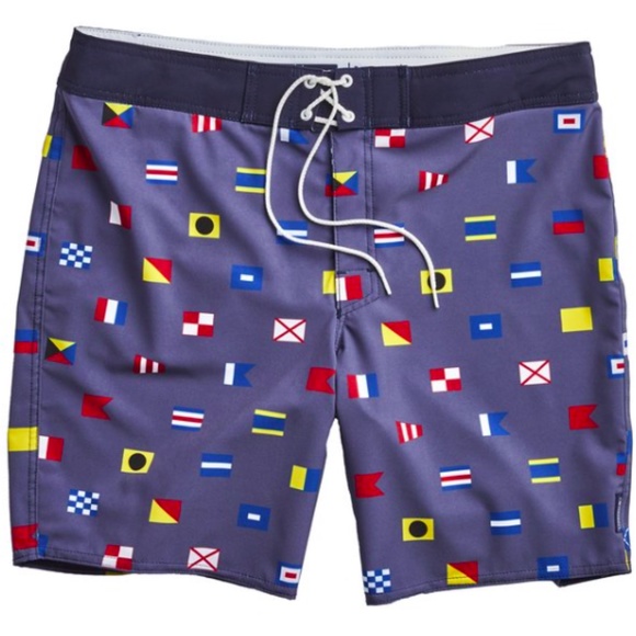Nautical Flags Swim Trunks Board Shorts - Picture 1 of 2